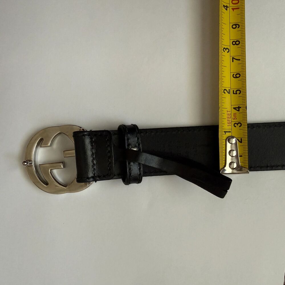 Gucci GG interlocking black leather belt unisex size 80/32 authentic with COA - Picture 5 of 6